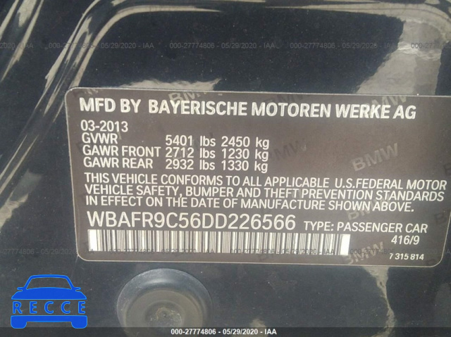 2013 BMW 5 SERIES I WBAFR9C56DD226566 Bild 8