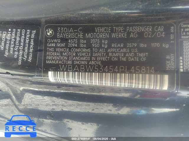 2004 BMW 3 SERIES 330CI WBABW53454PL45814 image 8