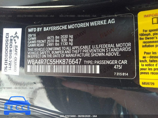 2017 BMW 4 SERIES 430I WBA4R7C55HK876647 зображення 8