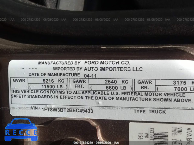 2011 FORD SUPER DUTY F-350 SRW XL/XLT/LARIAT/KING RANCH 1FT8W3BT2BEC49433 image 8
