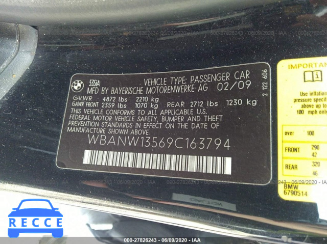 2009 BMW 5 SERIES I WBANW13569C163794 Bild 8