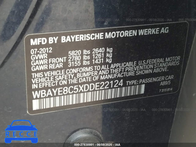 2013 BMW 7 SERIES LI WBAYE8C5XDDE22124 image 8
