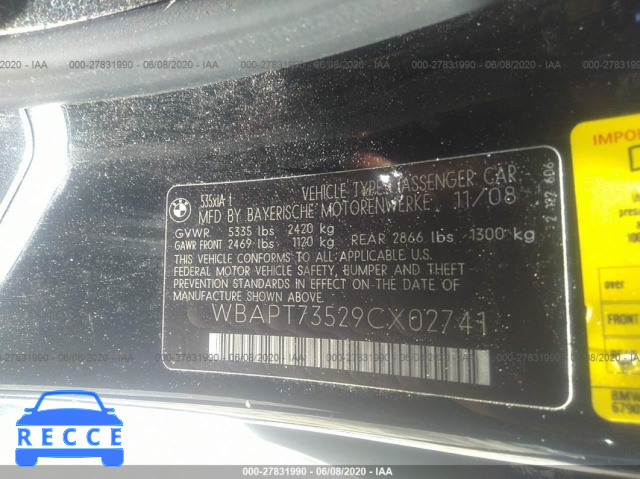 2009 BMW 5 SERIES 535I XDRIVE WBAPT73529CX02741 Bild 8