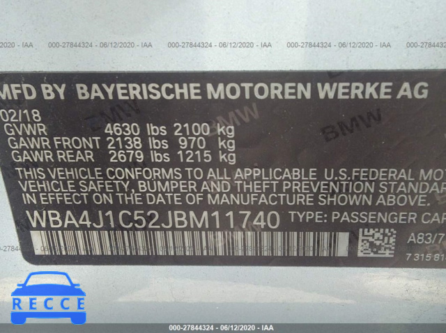 2018 BMW 4 SERIES 430I WBA4J1C52JBM11740 image 8