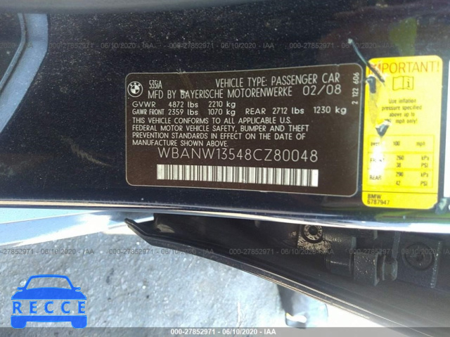 2008 BMW 5 SERIES I WBANW13548CZ80048 Bild 8
