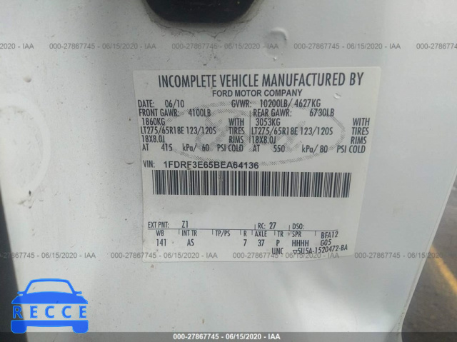 2011 FORD SUPER DUTY F-350 SRW XL/XLT 1FDRF3E65BEA64136 image 8