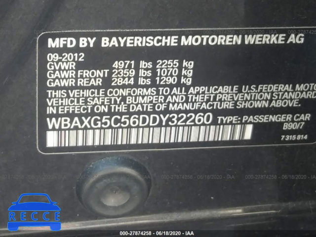 2013 BMW 5 SERIES I WBAXG5C56DDY32260 Bild 8