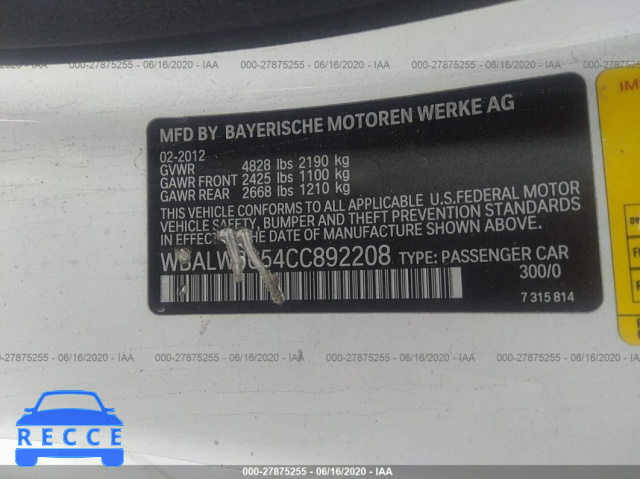 2012 BMW 6 SERIES I WBALW3C54CC892208 Bild 8
