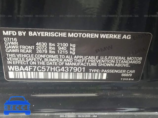 2017 BMW 4 SERIES GRAN COUPE WBA4F7C57HG437901 зображення 8