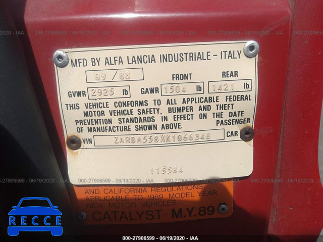 1989 Alfa Romeo Spider VELOCE ZARBA558XK1066348 image 8