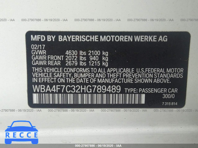 2017 BMW 4 SERIES GRAN COUPE WBA4F7C32HG789489 зображення 8