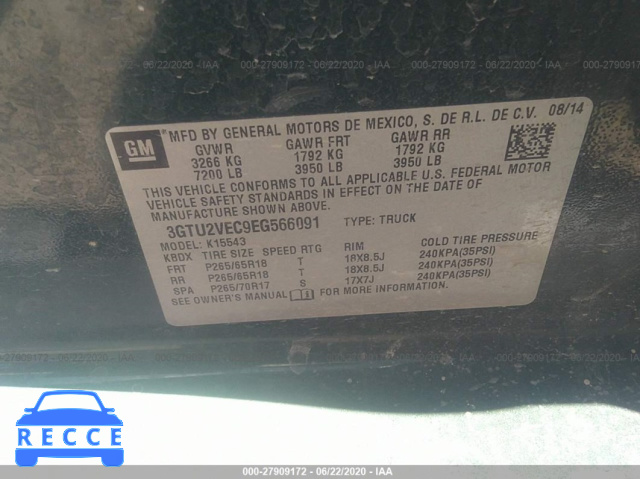2014 GMC SIERRA 1500 SLT 3GTU2VEC9EG566091 image 8