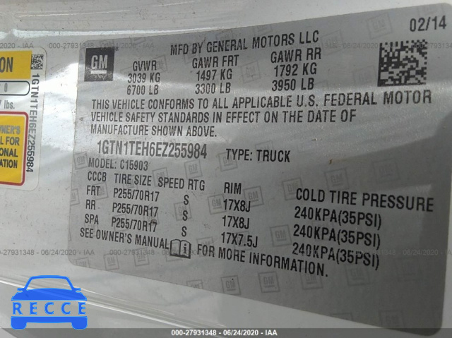 2014 GMC SIERRA 1500 1GTN1TEH6EZ255984 image 8