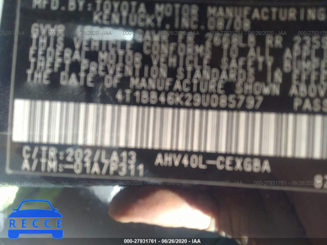 2009 TOYOTA CAMRY HYBRID HYBRID 4T1BB46K29U085797 image 8