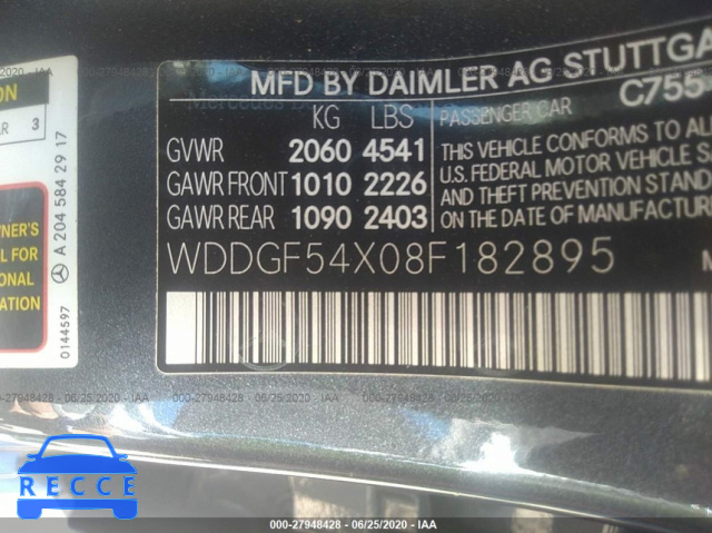 2008 MERCEDES-BENZ C-CLASS 300 WDDGF54X08F182895 image 8