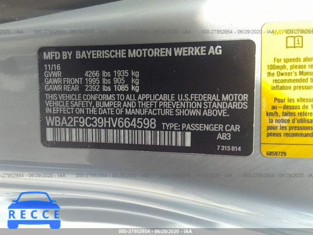 2017 BMW 2 SERIES WBA2F9C39HV664598 image 8