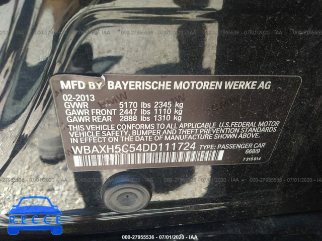2013 BMW 5 SERIES XI WBAXH5C54DD111724 Bild 8