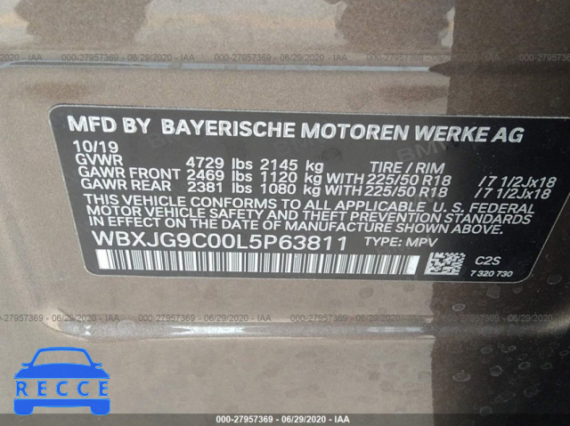 2020 BMW X1 XDRIVE28I WBXJG9C00L5P63811 зображення 8