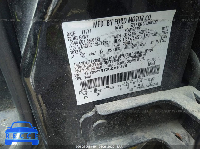 2012 FORD SUPER DUTY F-350 SRW XL/XLT/LARIAT/KING RANCH 1FT8W3BT3CEA86678 image 8
