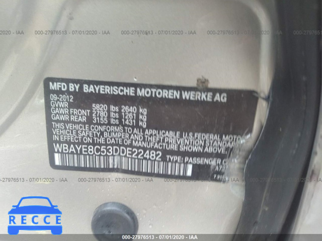 2013 BMW 7 SERIES 750LI/ALPINA B7 WBAYE8C53DDE22482 image 8