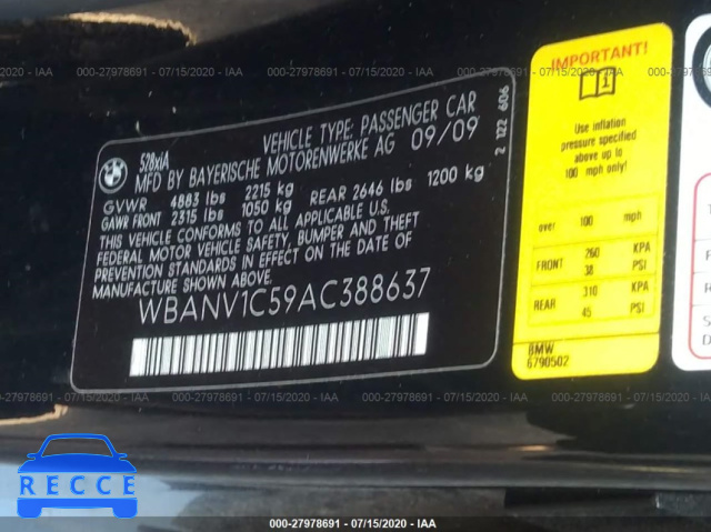2010 BMW 5 SERIES 528I XDRIVE WBANV1C59AC388637 Bild 8