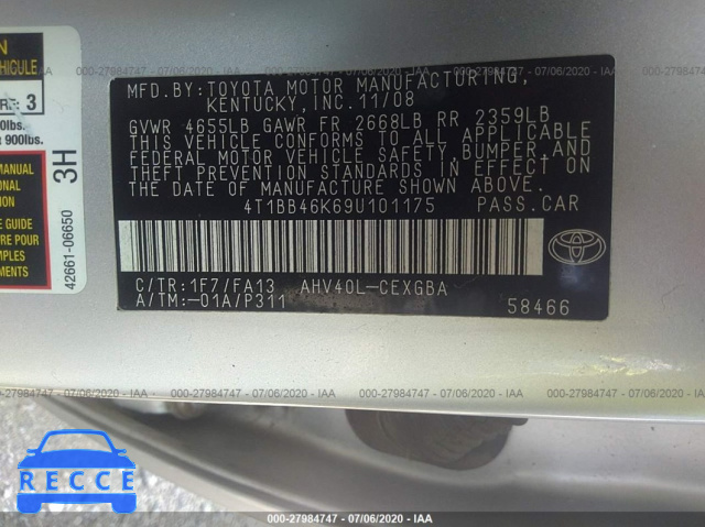 2009 TOYOTA CAMRY HYBRID HYBRID 4T1BB46K69U101175 image 8