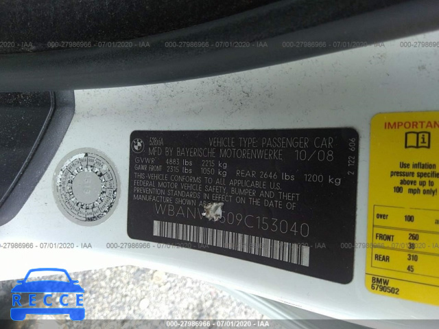 2009 BMW 5 SERIES XI WBANV13509C153040 Bild 8