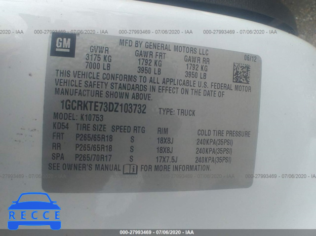 2013 CHEVROLET SILVERADO 1500 K1500 LTZ 1GCRKTE73DZ103732 Bild 8