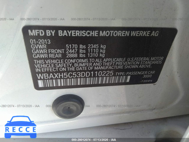 2013 BMW 5 SERIES XI WBAXH5C53DD110225 Bild 8