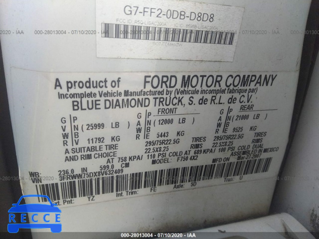 2008 FORD SUPER DUTY F-750 XL/XLT 3FRWW75DX8V632409 image 8