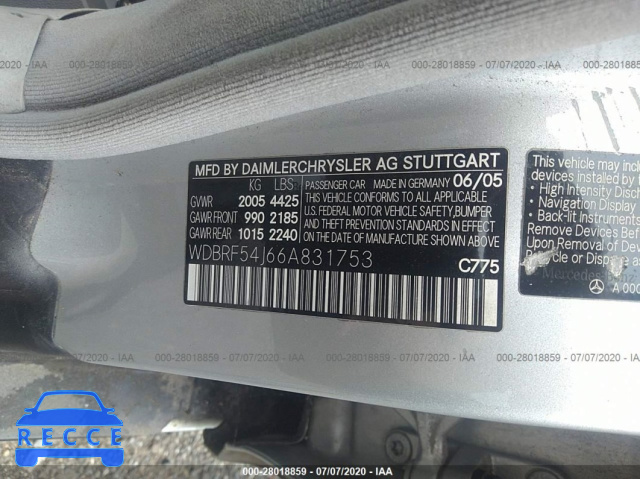 2006 MERCEDES-BENZ C-CLASS 280 WDBRF54J66A831753 Bild 8