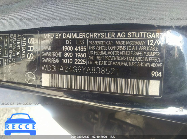 2000 MERCEDES-BENZ C-CLASS KOMPRESSOR WDBHA24G9YA838521 image 8