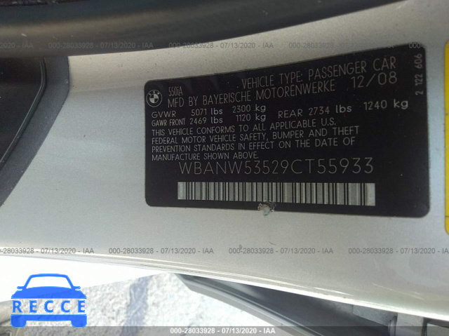 2009 BMW 5 SERIES I WBANW53529CT55933 Bild 8