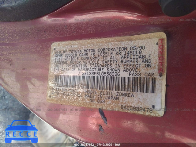 1990 TOYOTA TERCEL JT2EL33F5L0558096 image 8