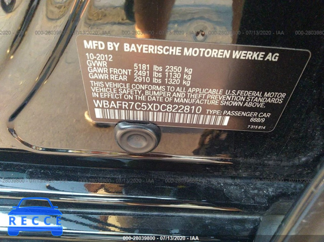 2013 BMW 5 SERIES I WBAFR7C5XDC822810 Bild 8