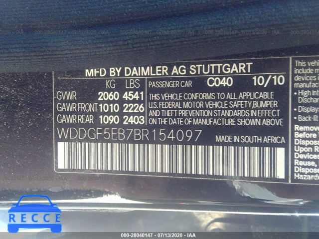 2011 MERCEDES-BENZ C-CLASS 300 WDDGF5EB7BR154097 image 8