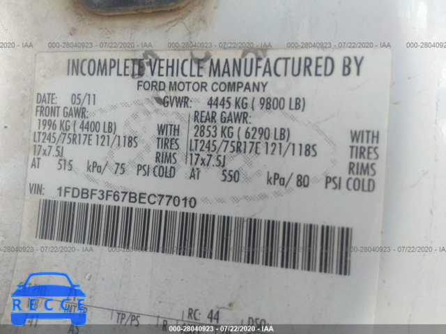 2011 FORD SUPER DUTY F-350 SRW SUPER DUTY 1FDBF3F67BEC77010 image 8