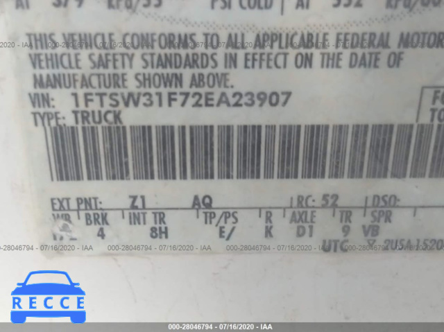 2002 FORD SUPER DUTY F-350 SRW SRW SUPER DUTY 1FTSW31F72EA23907 image 8