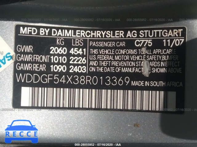2008 MERCEDES-BENZ C-CLASS 300 WDDGF54X38R013369 image 8