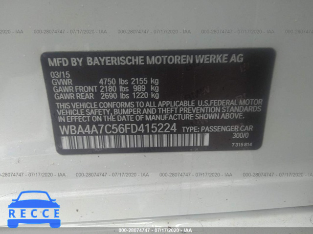 2015 BMW 4 SERIES 428I XDRIVE WBA4A7C56FD415224 image 8