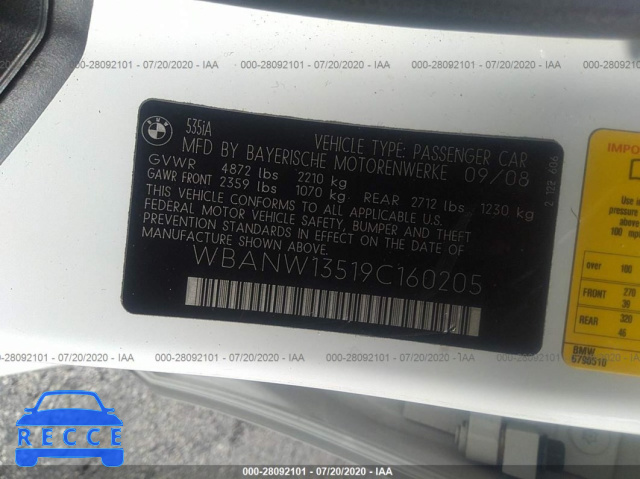 2009 BMW 5 SERIES I WBANW13519C160205 Bild 8