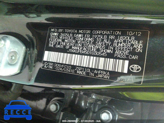 2013 SCION XD JTKKUPB45D1030545 зображення 8