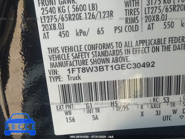 2016 FORD SUPER DUTY F-350 SRW PLATINUM/XL/XLT/LARIAT 1FT8W3BT1GEC30492 image 8
