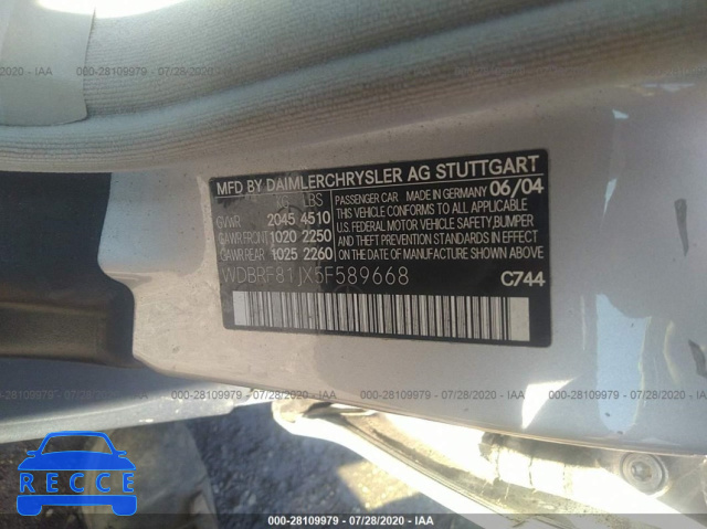 2005 MERCEDES-BENZ C-CLASS 2.6L WDBRF81JX5F589668 image 8