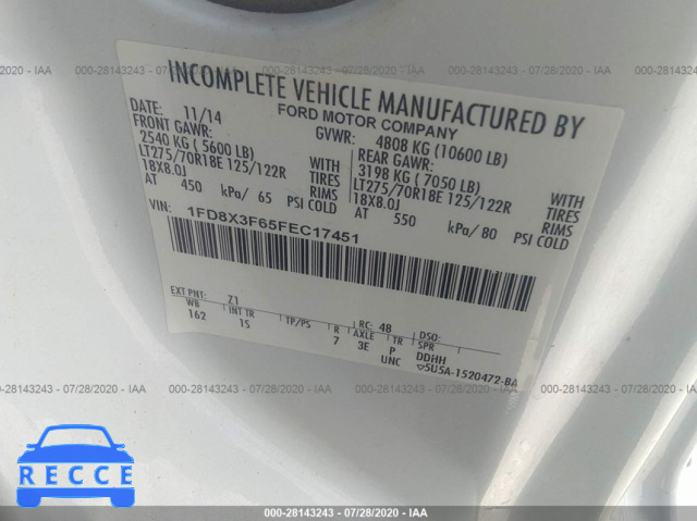 2015 FORD SUPER DUTY F-350 SRW LARIAT/XL/XLT 1FD8X3F65FEC17451 image 8