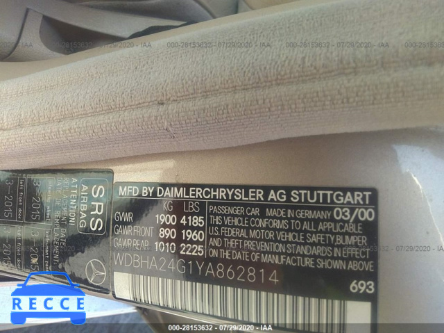 2000 MERCEDES-BENZ C-CLASS KOMPRESSOR WDBHA24G1YA862814 image 8