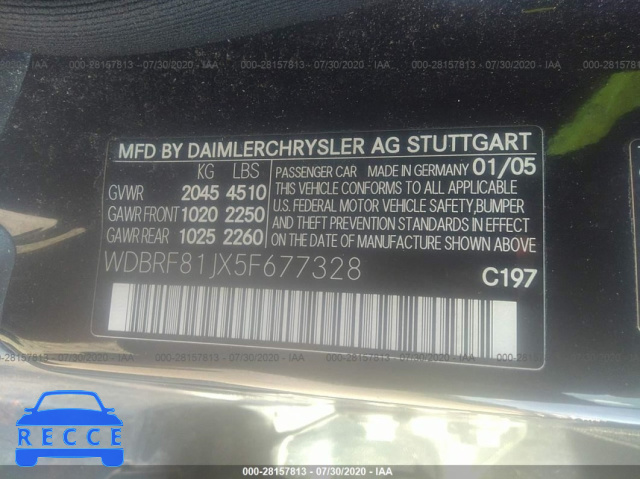 2005 MERCEDES-BENZ C-CLASS 2.6L WDBRF81JX5F677328 image 8