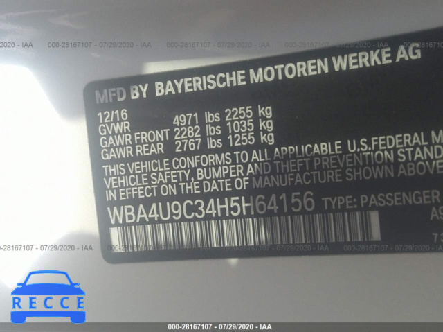 2017 BMW 4 SERIES 430I XDRIVE WBA4U9C34H5H64156 image 8