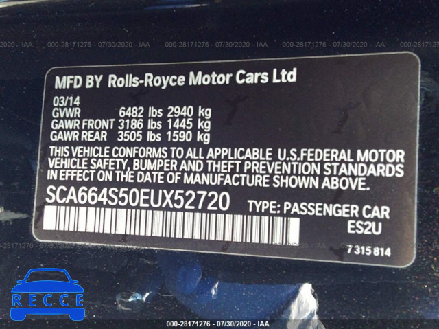 2014 ROLLS-ROYCE GHOST SCA664S50EUX52720 image 8
