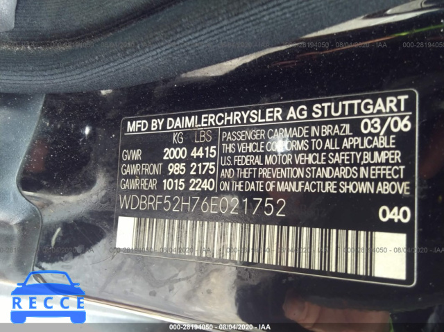 2006 MERCEDES-BENZ C-CLASS SPORT WDBRF52H76E021752 image 8